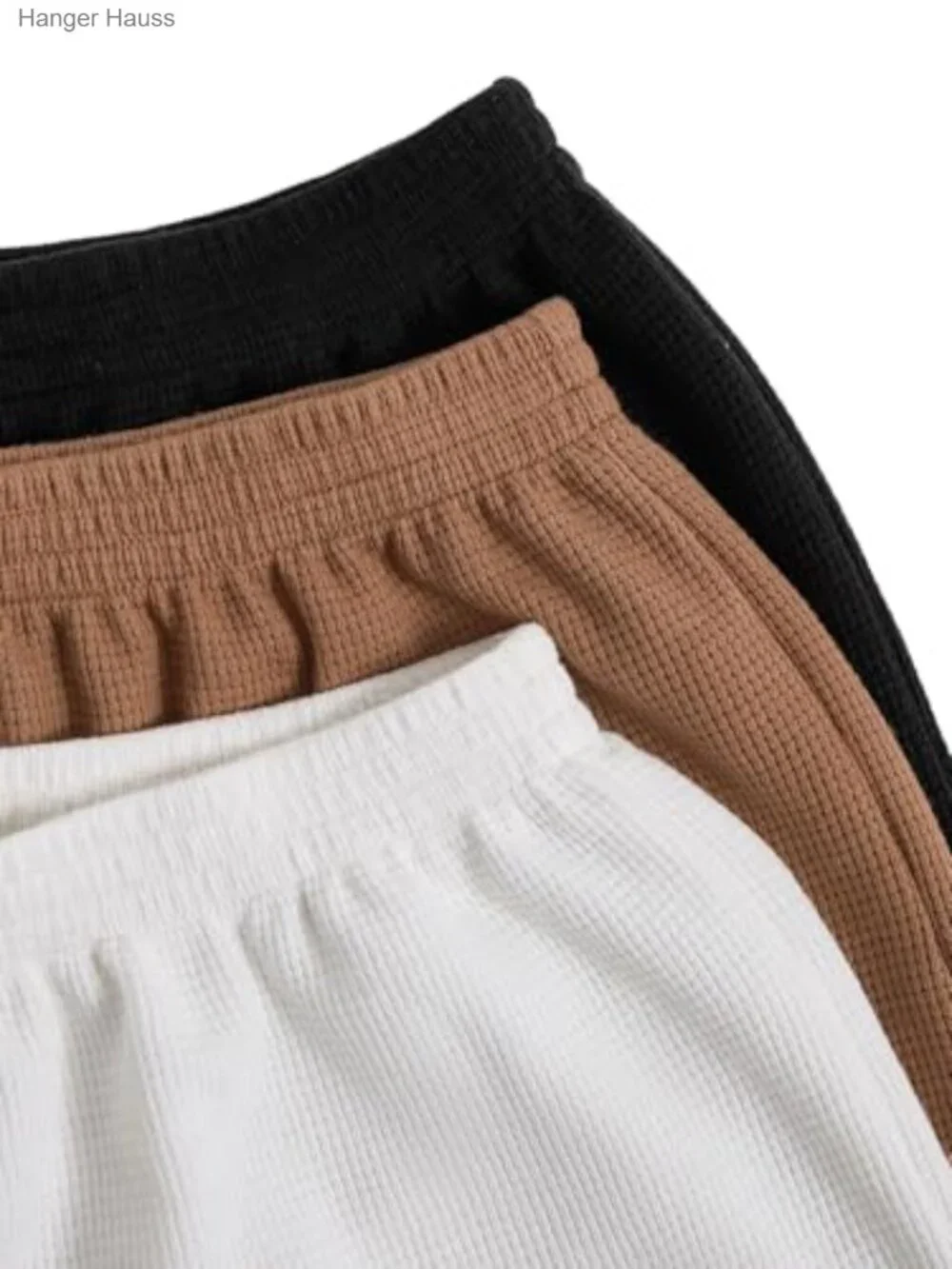 3 Pack Elastic Waist Wide Leg Lounge Shorts Waffle Knit_4